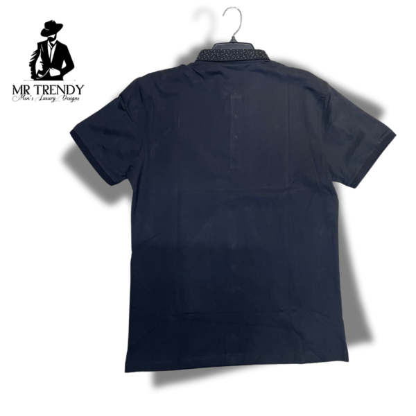 Black Plain Polo T-shirt for Men - Image 2