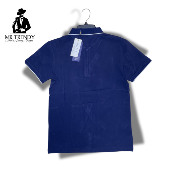 Blue Polo T-shirt With Zipper For Men - Image 2
