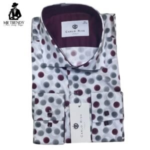 Maroon & Grey Dotted Shirt