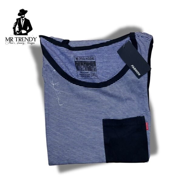Blue & White Striped Vest for Men - Image 2
