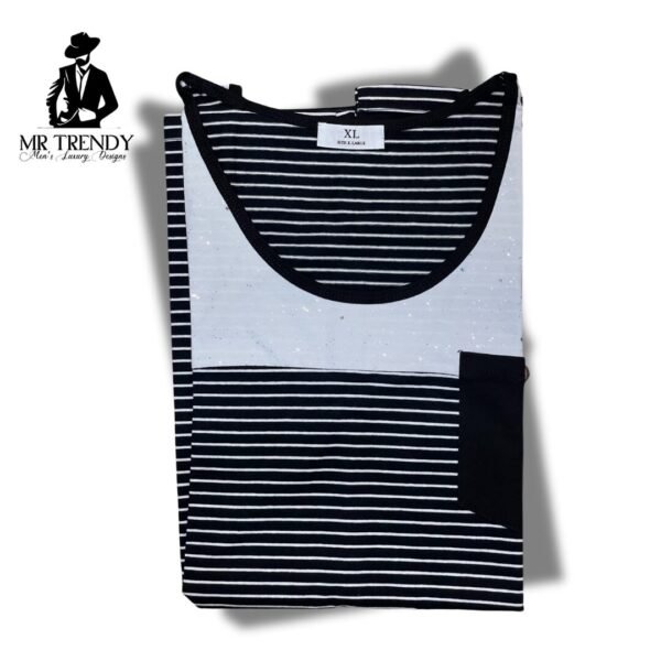 Black & White Striped Vest for Men - Image 2