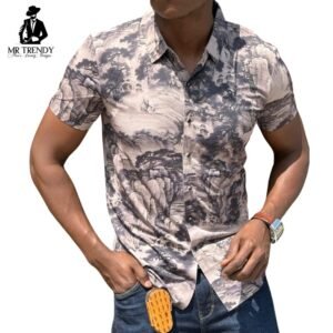 Brown Designer Stretch Shirts