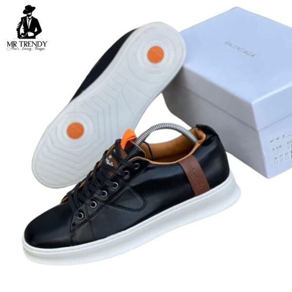 Black Leather Casual Sneakers