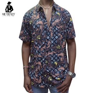 Brown Cotton Floral Shirt