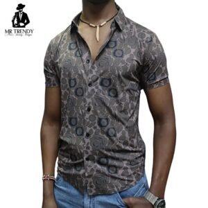 Brown Cotton Floral Shirt