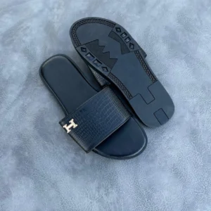 Hermes Izmir Black Sandals.