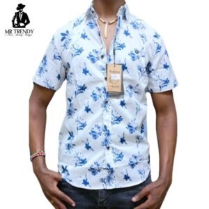 White and Blue short sleeved - shirt