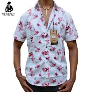 White-Red-short sleeved shirt
